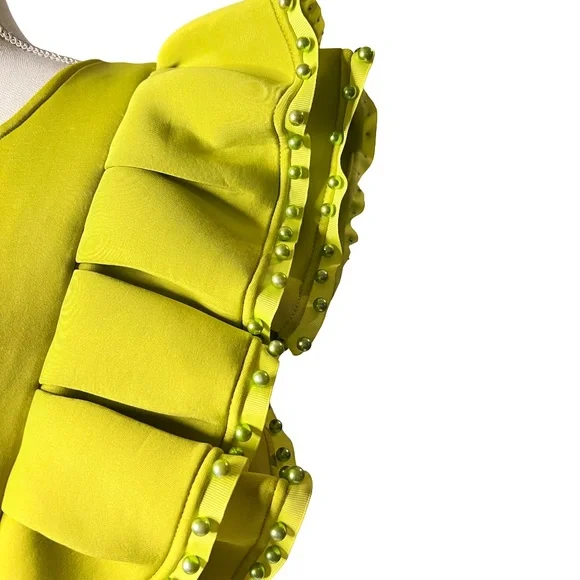 #A067  FT INC Lime Green Ruffle Top with Pearl Trim – Size XL (NWT) - Picture 6 of 9